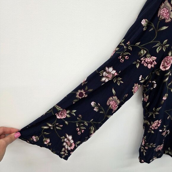 Faded Glory Womens Blue Floral Tunic Blouse W/Cross Back Detail Size 2XL XXL - Picture 13 of 15